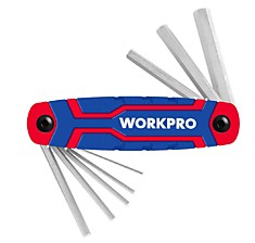 WP222019 Набор ключей  шестигранных складных 8шт (метрических)красный  WORKPRO